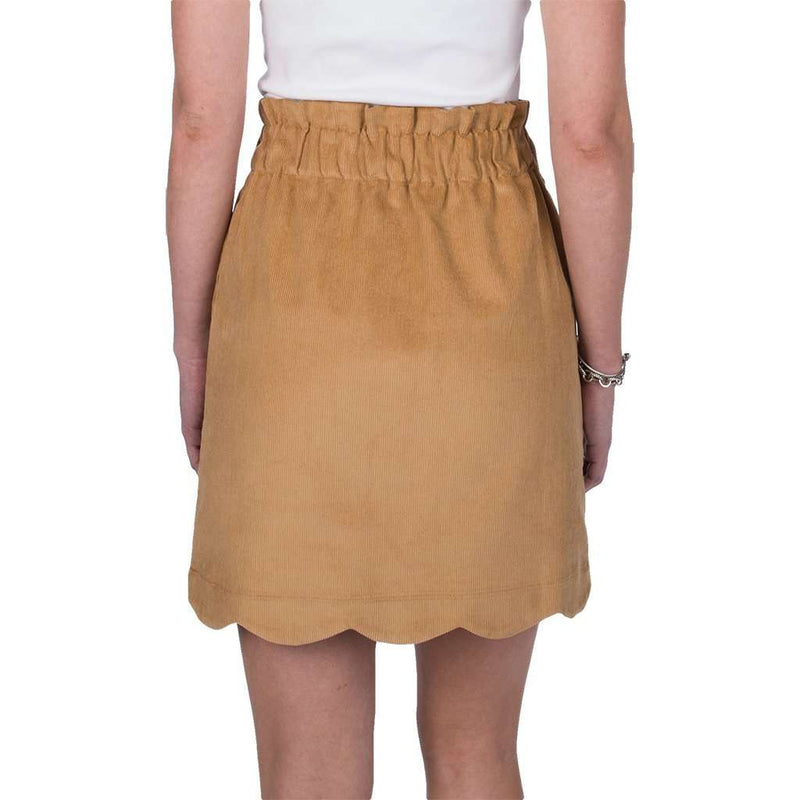 Scallop Corduroy Skirt in Camel by Lauren James - Country Club Prep