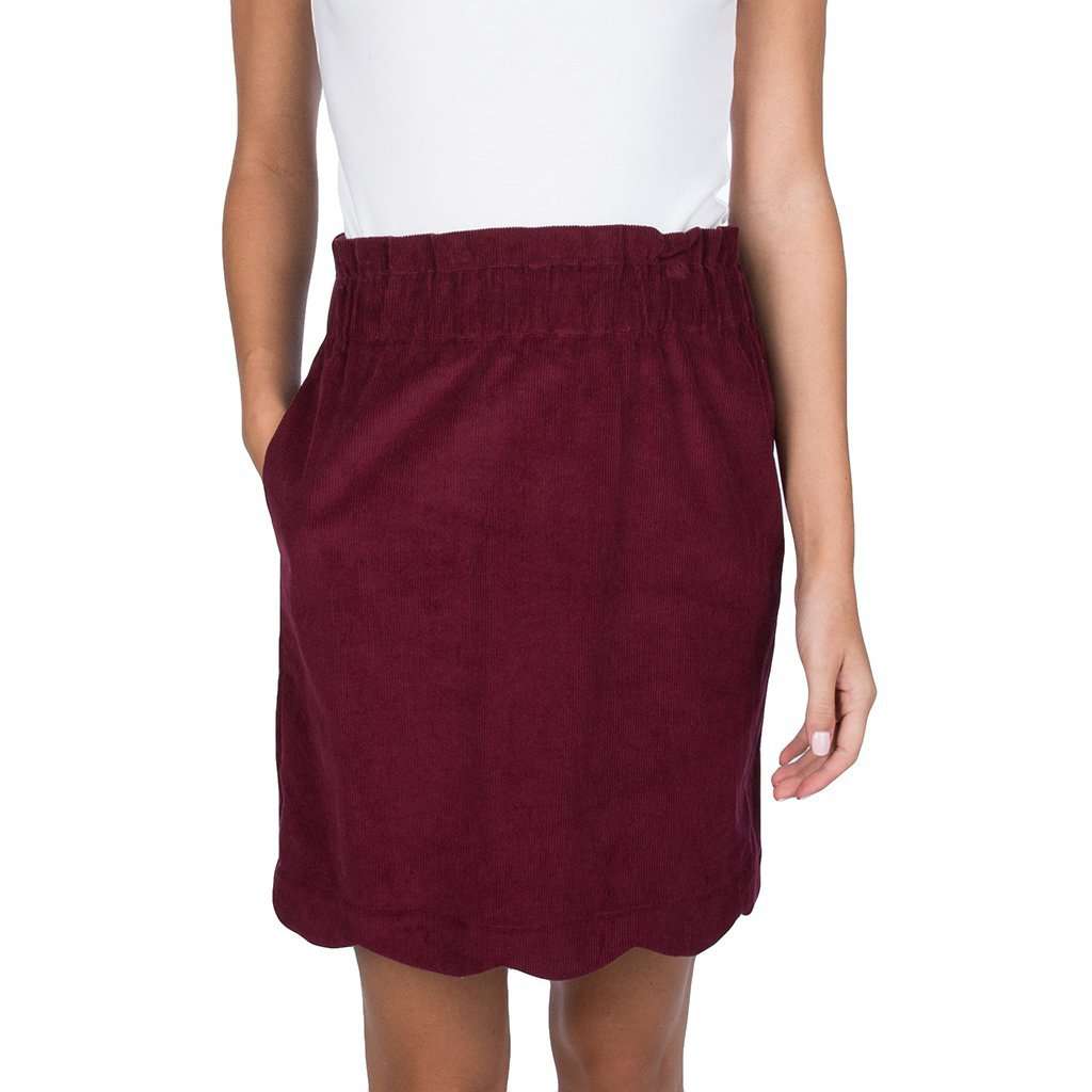 Scallop Velvet Skirt in Cranberry by Lauren James - Country Club Prep