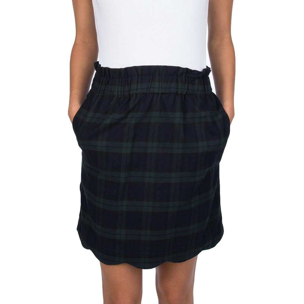 Scallop Plaid Flannel Skirt in Navy by Lauren James - Country Club Prep