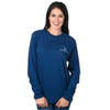 Seersucker Football Long Sleeve Tee in Estate Blue by Lauren James - Country Club Prep