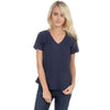 Short Sleeve Pocket V-Neck Tee in Sailor Navy by Lauren James - Country Club Prep