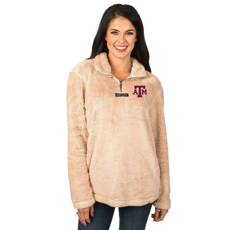 Texas A&M Linden Sherpa Pullover in Sand by Lauren James - Country Club Prep