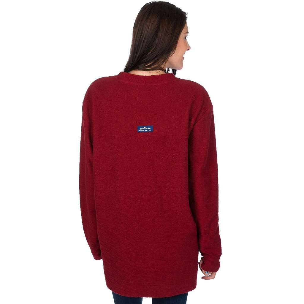 The Shaggy V-Neck Sweatshirt in Red by Lauren James - Country Club Prep