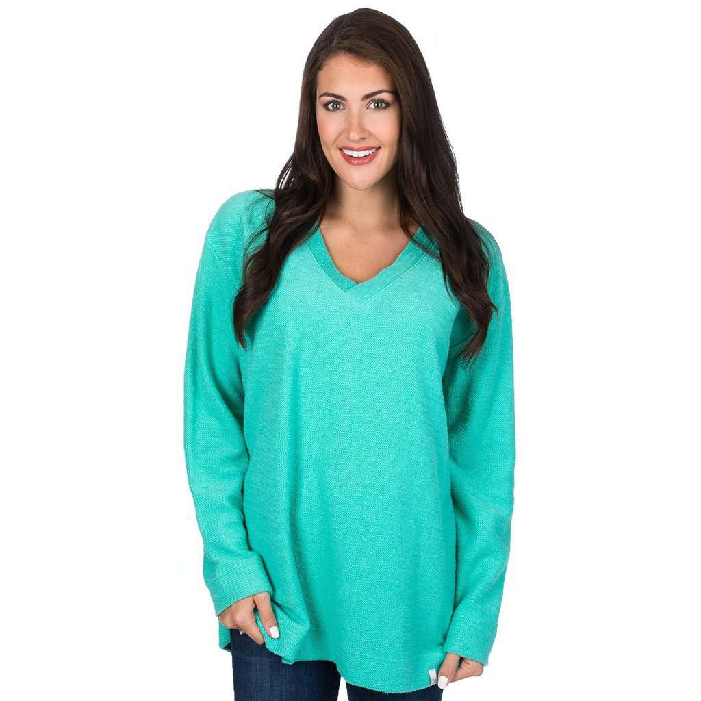 The Shaggy V-Neck Sweatshirt in Seafoam by Lauren James - Country Club Prep