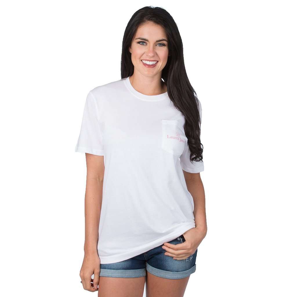 University of Georgia Bow Flag Football Tee in White by Lauren James - Country Club Prep
