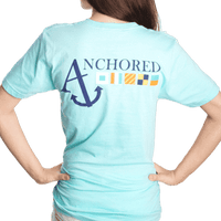 Nautical Flag Tee Shirt in Light Aqua by Anchored Style - Country Club Prep