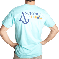 Nautical Flag Tee Shirt in Light Aqua by Anchored Style - Country Club Prep