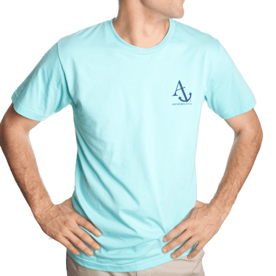 Nautical Flag Tee Shirt in Light Aqua by Anchored Style - Country Club Prep