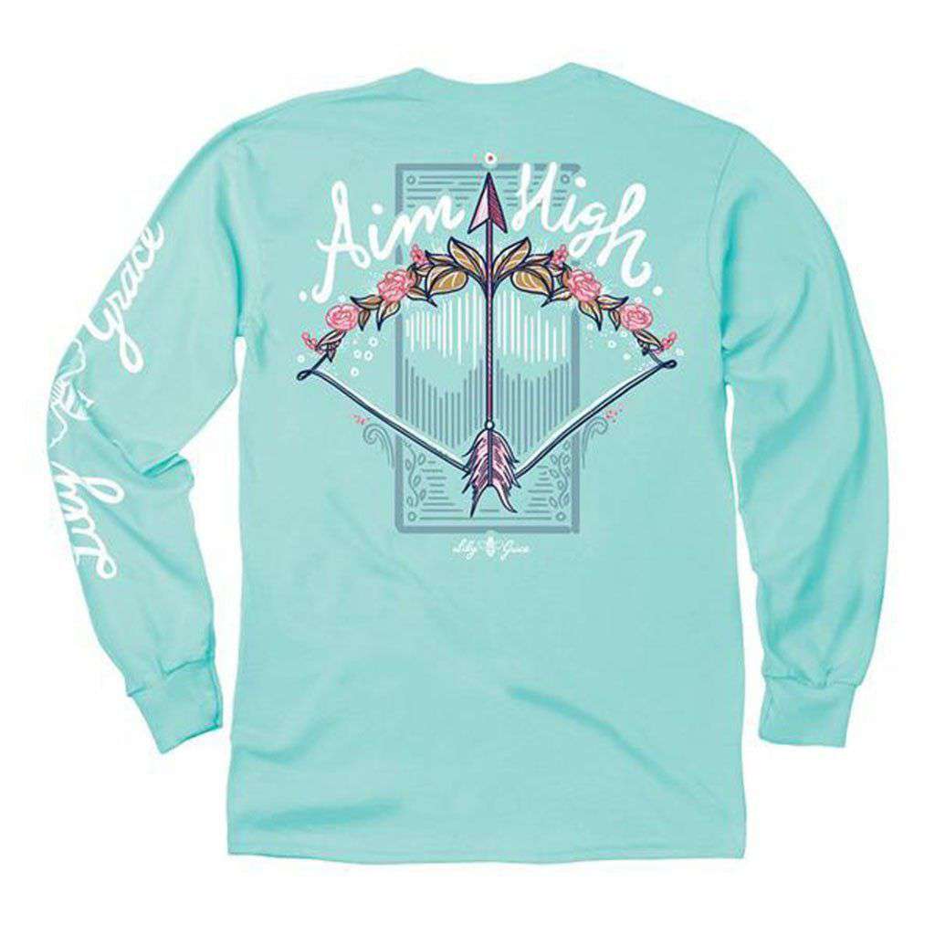 Aim High Long Sleeve Tee in Chalky Mint by Lily Grace - Country Club Prep