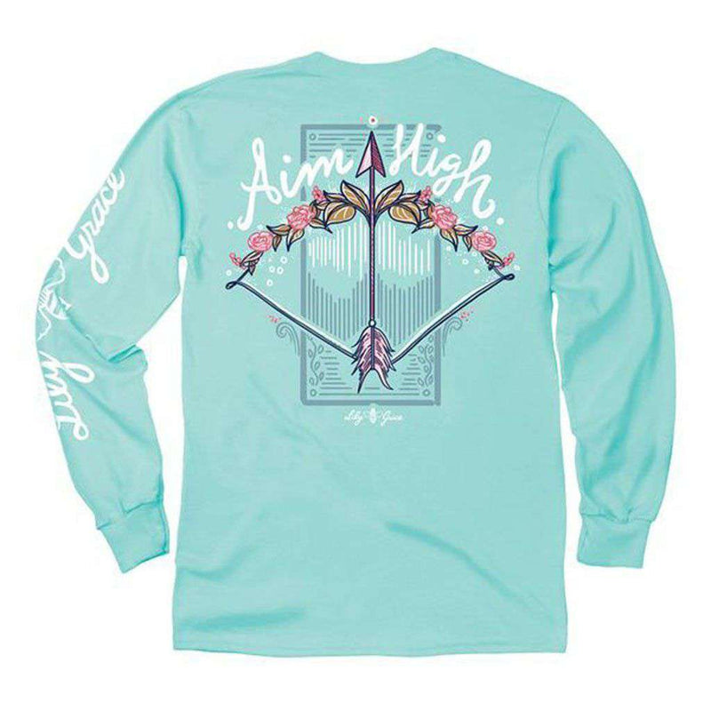 Aim High Long Sleeve Tee in Chalky Mint by Lily Grace - Country Club Prep