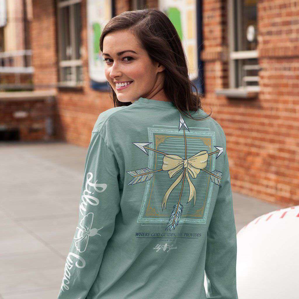 Arrows Long Sleeve Tee in Light Green by Lily Grace - Country Club Prep