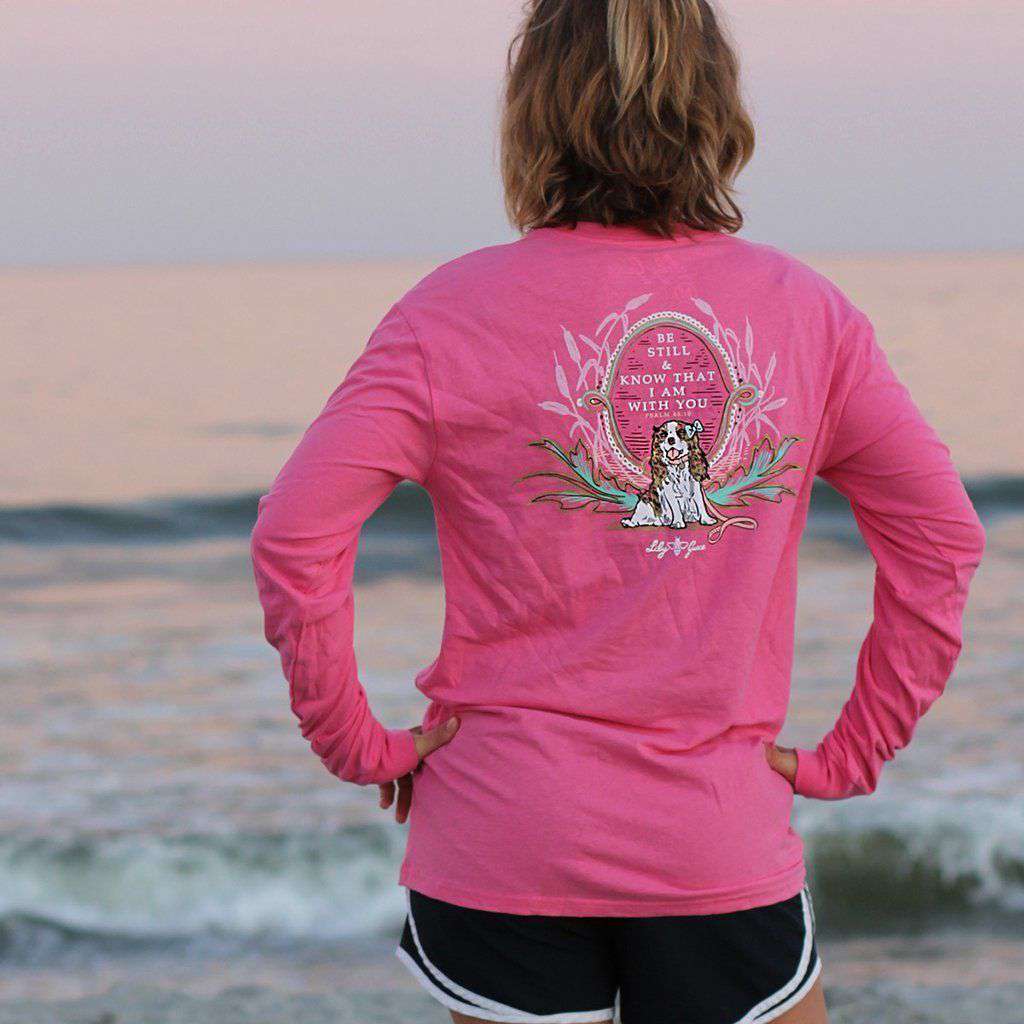 Be Still & Know That I am With You Long Sleeve Tee in Crunchberry by Lily Grace - Country Club Prep