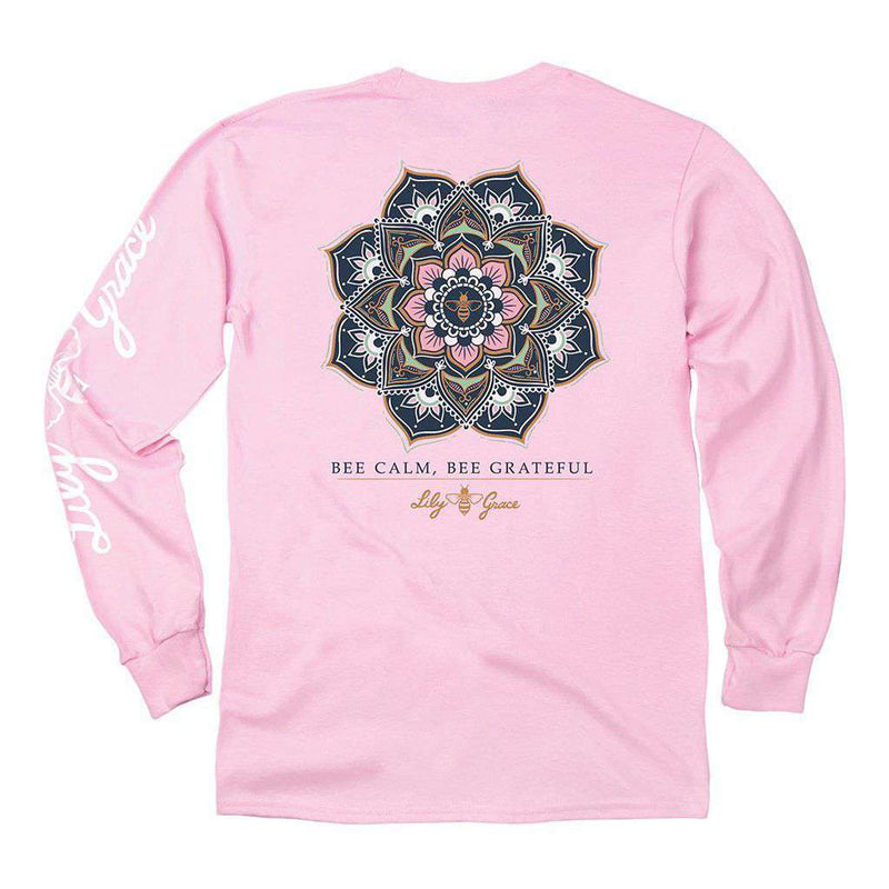 Bee Calm, Bee Grateful Long Sleeve Tee in Blossom by Lily Grace - Country Club Prep