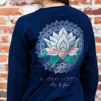 Bloom From Within Long Sleeve Tee in Navy by Lily Grace - Country Club Prep