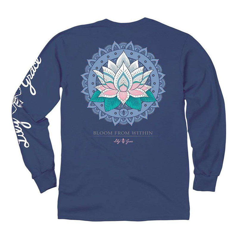 Bloom From Within Long Sleeve Tee in Navy by Lily Grace - Country Club Prep
