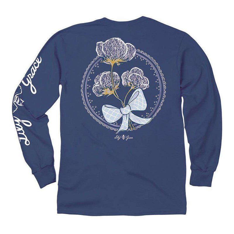 Circle Cotton Long Sleeve Tee in Navy by Lily Grace - Country Club Prep