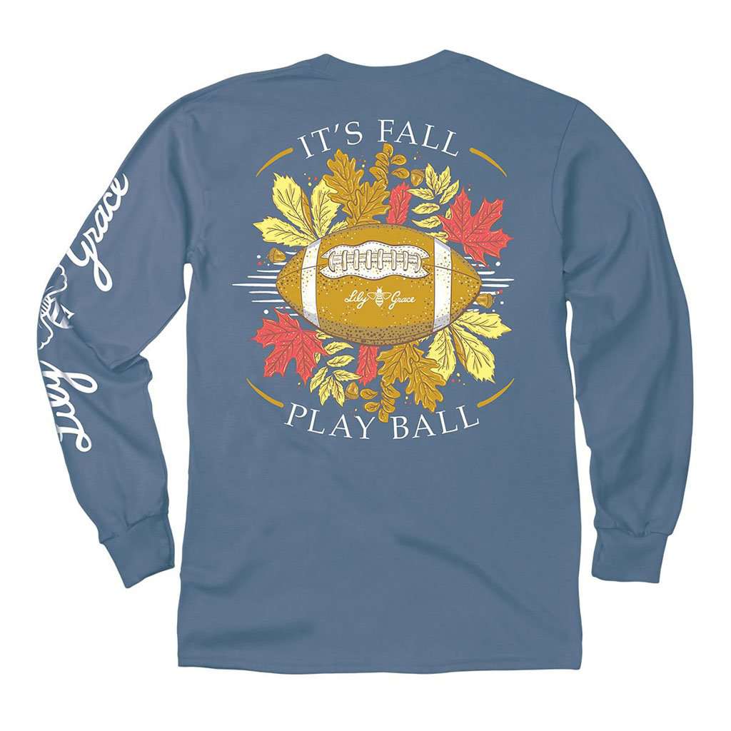 Fall Play Ball Long Sleeve Tee in Marine by Lily Grace - Country Club Prep