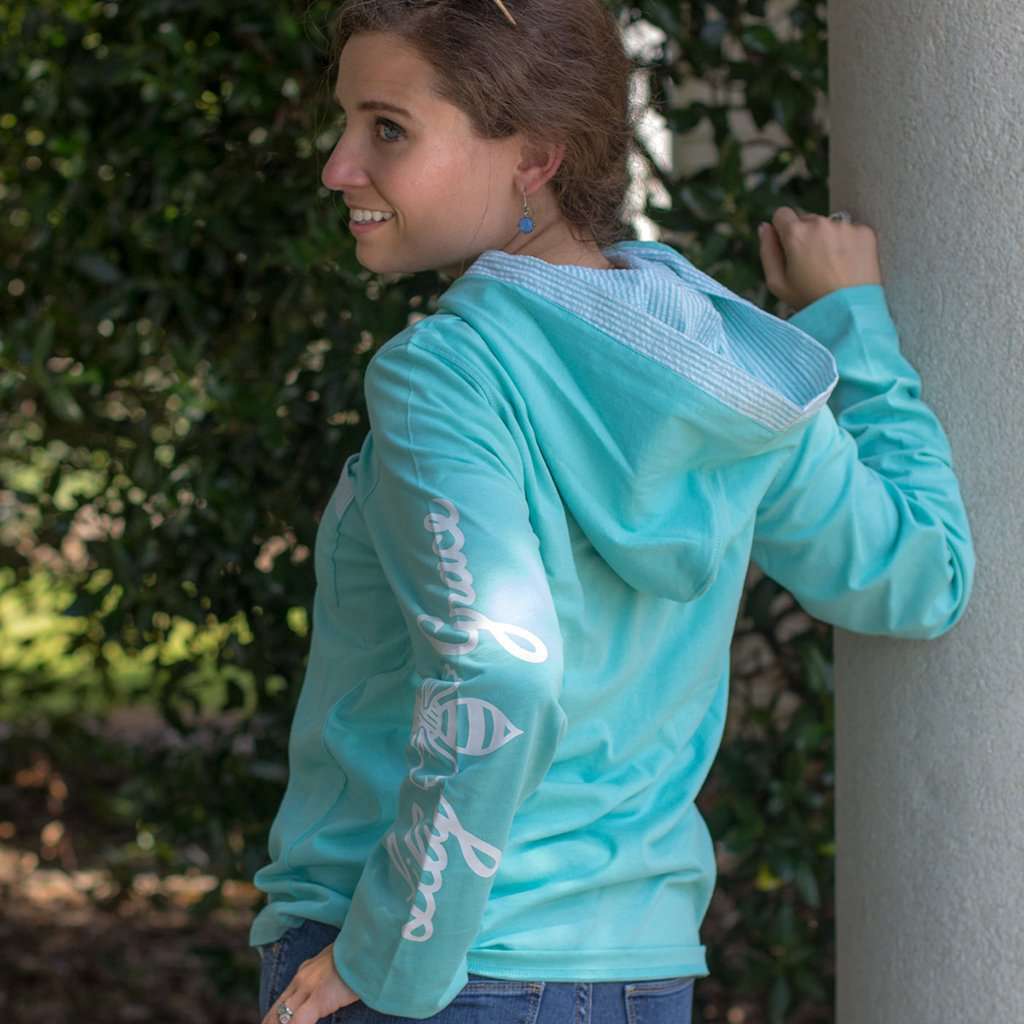 Junior Hoodie Tee in Island Reef by Lily Grace - Country Club Prep