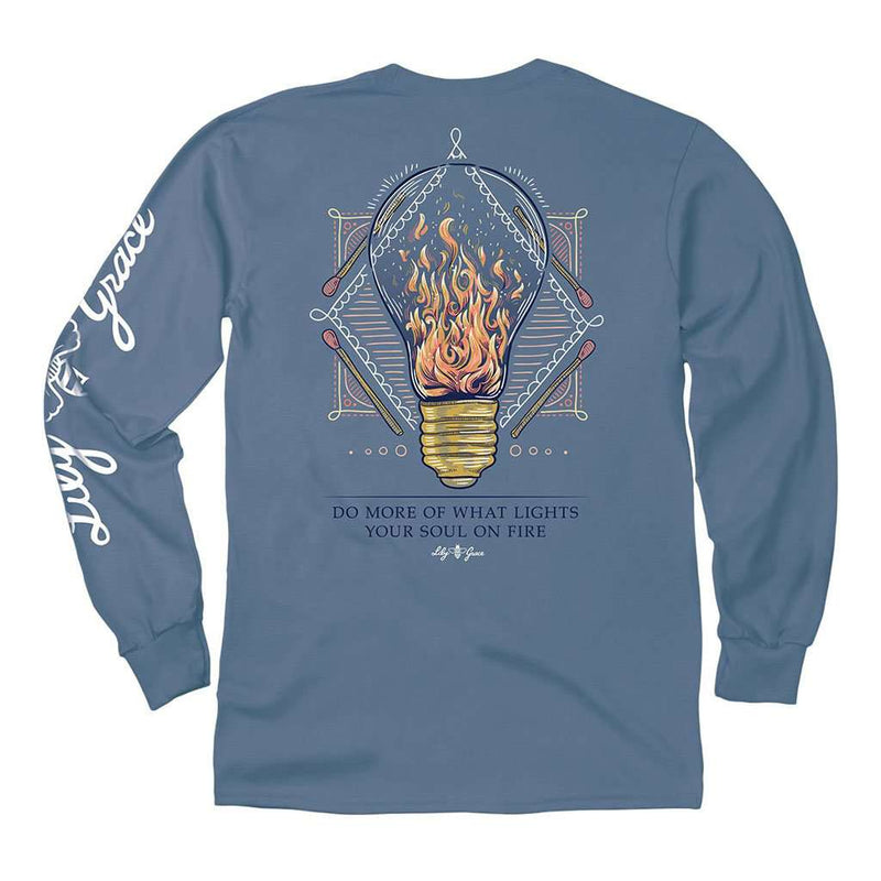 Lightbulb Fire Long Sleeve Tee in Marine by Lily Grace - Country Club Prep
