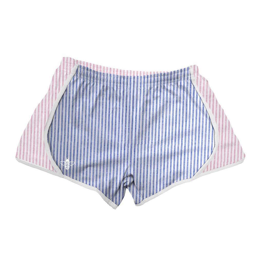 Navy and Pink Seersucker Shorts by Lily Grace - Country Club Prep