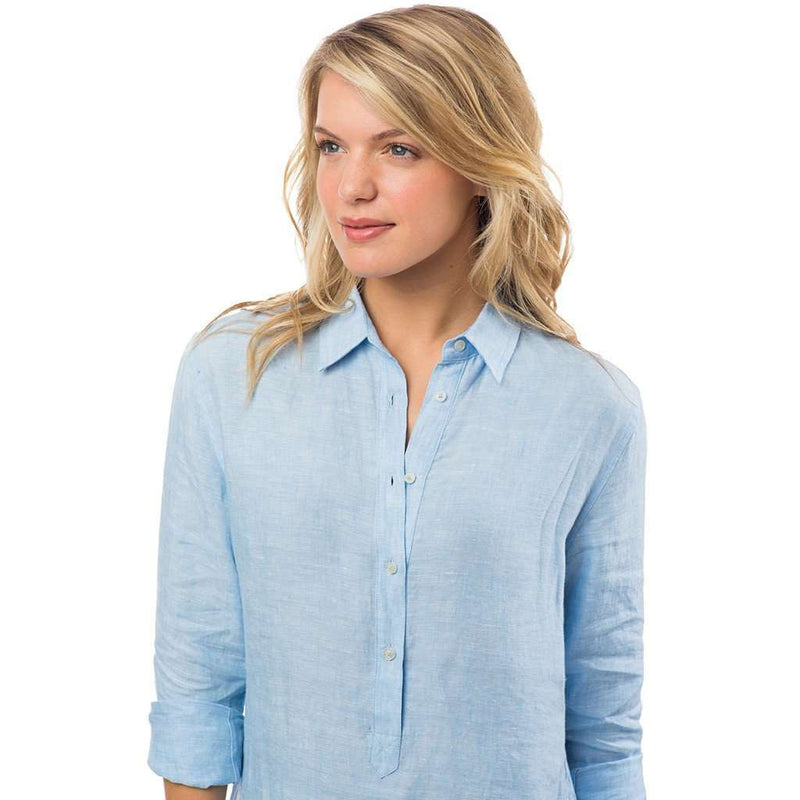 Women's Linen Hadley Popover in Ocean Channel by Southern Tide - Country Club Prep