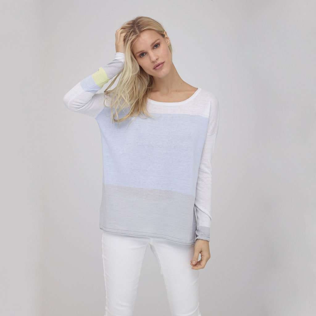 The Weekender Linen Sweater in Sky Blue by Lisa Todd - Country Club Prep