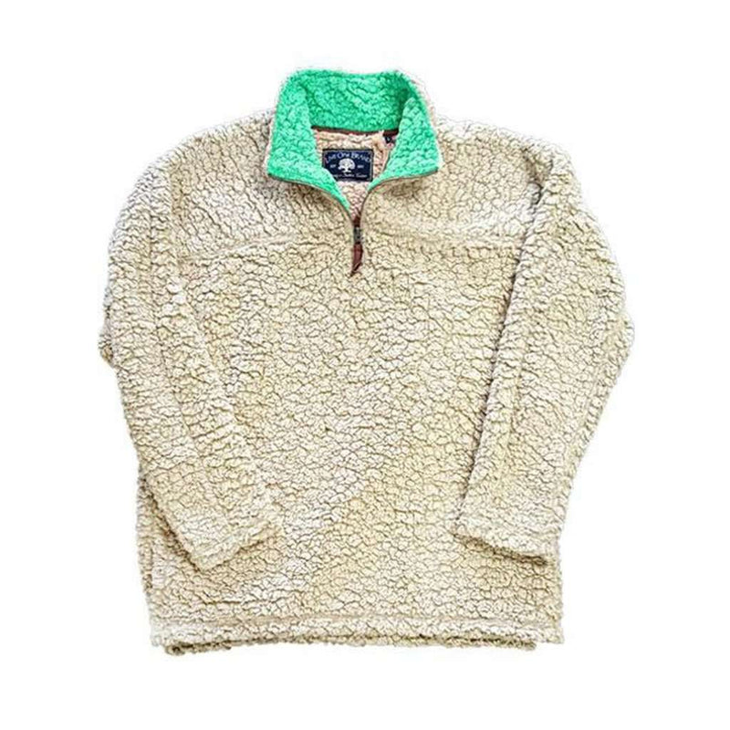 Quarter Zip Fleece Sherpa in Oatmeal & Island Reef by Live Oak - Country Club Prep