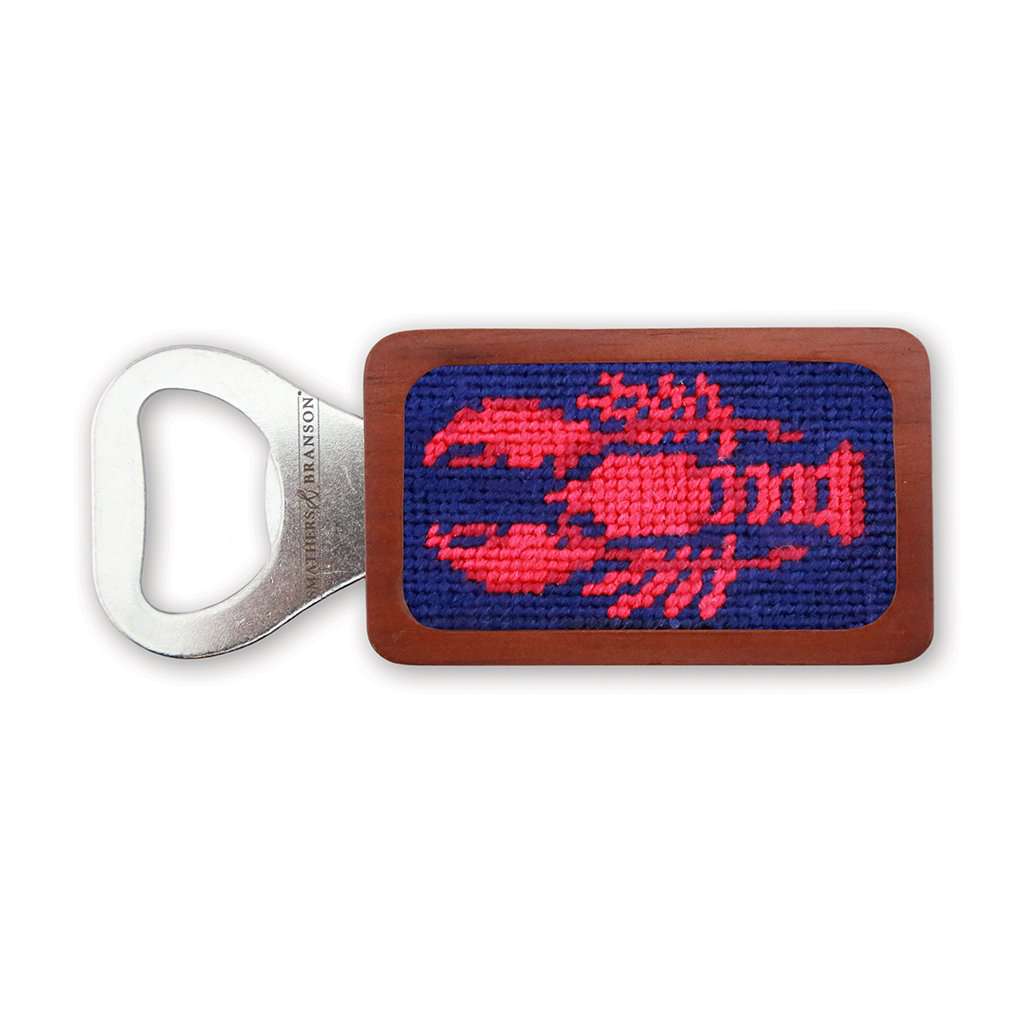 Lobster Needlepoint Bottle Opener in Dark Navy by Smathers & Branson - Country Club Prep
