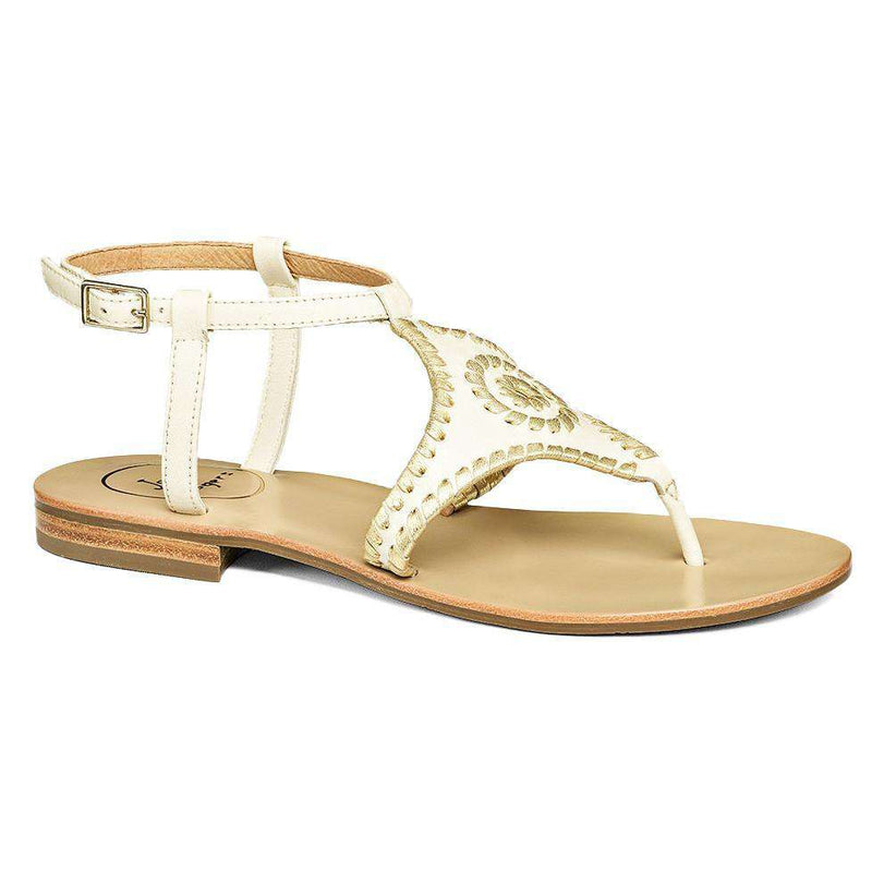 Maci Sandal in Bone and Gold by Jack Rogers - Country Club Prep
