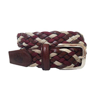 The Privilege Leather and Rayon Woven Belt in Malbec by Bucks Club - Country Club Prep