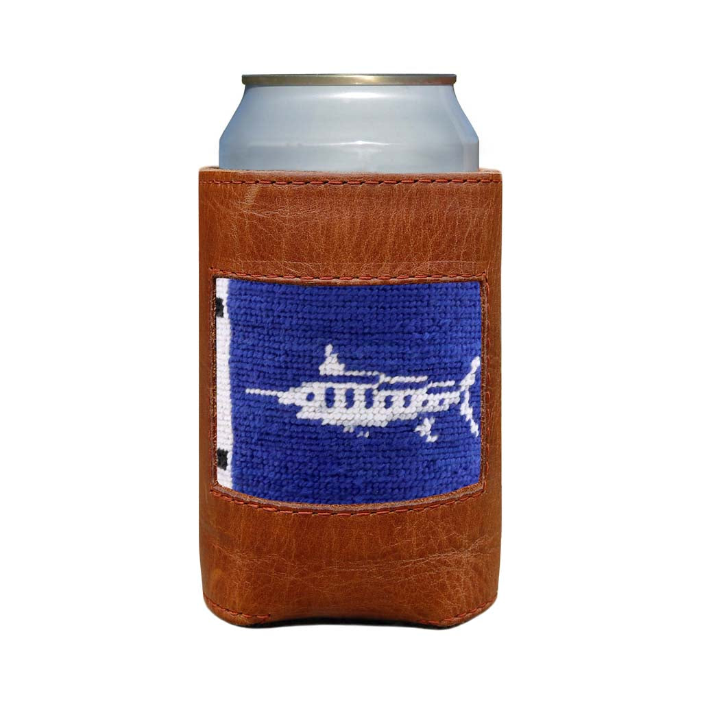 Marlin Sportfishing Flag Needlepoint Can Cooler by Smathers & Branson - Country Club Prep