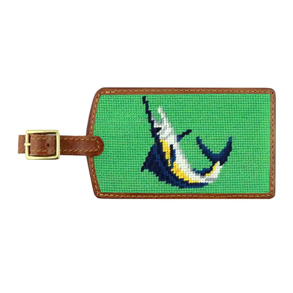 Marlin Needlepoint Luggage Tag in Mint by Smathers & Branson - Country Club Prep