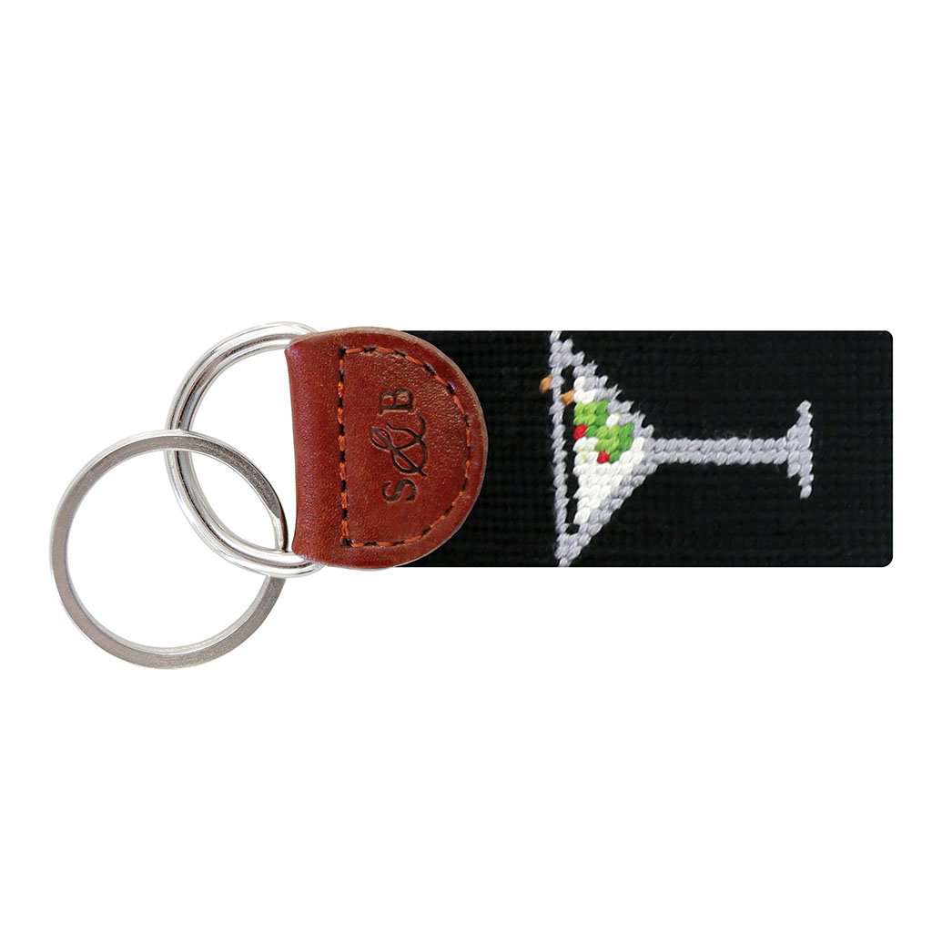 Martini Needlepoint Key Fob in Black by Smathers & Branson - Country Club Prep