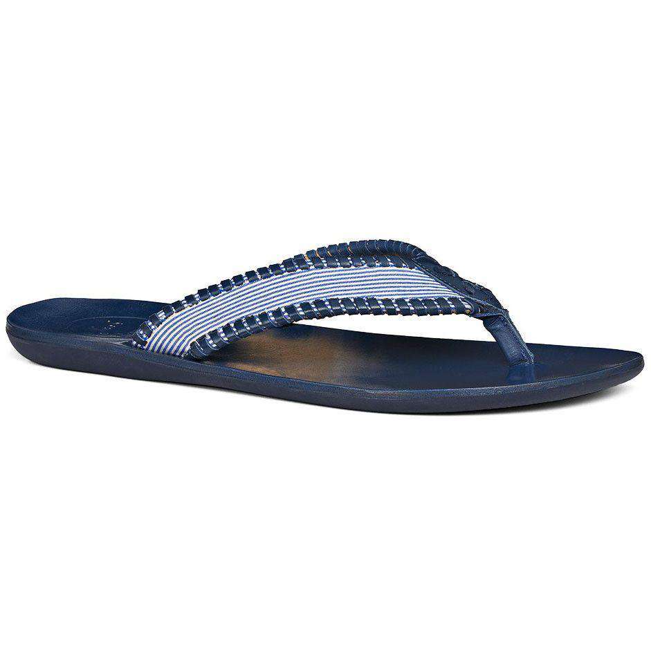 Men's Sullivan Seersucker Sandal in Blue/White by Jack Rogers - Country Club Prep