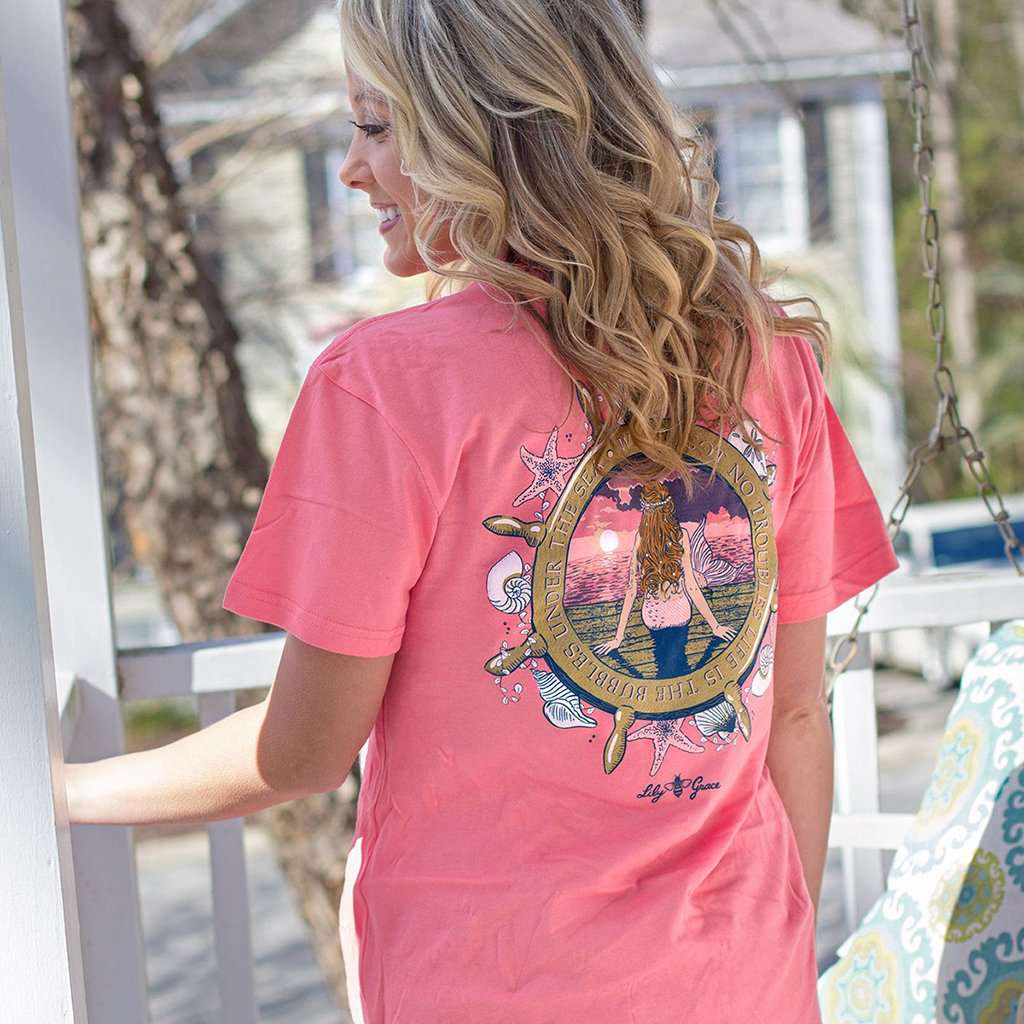 Mermaid Tee in Salmon by Lily Grace - Country Club Prep
