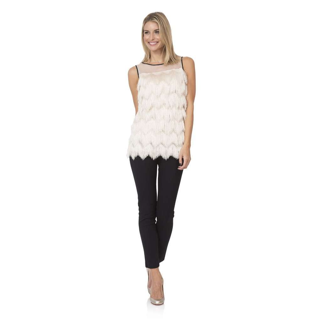 Merry in Mesh Fringe Top in Cream by Sail to Sable - Country Club Prep