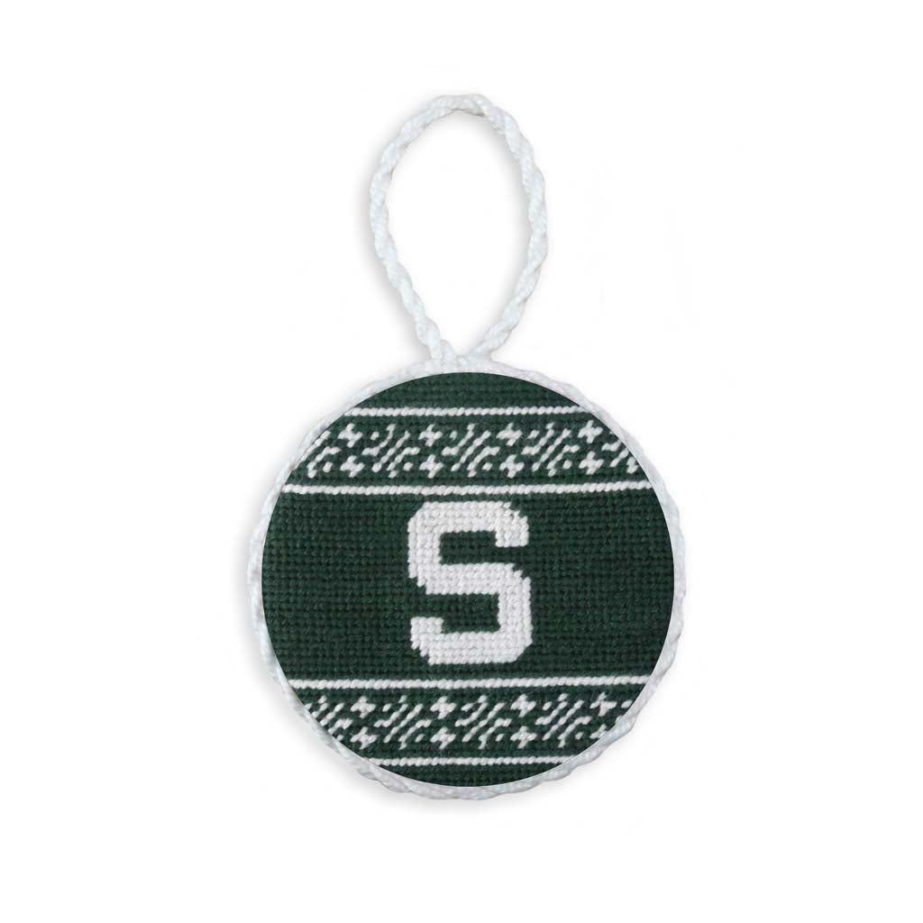 Michigan State University Fairisle Needlepoint Ornament by Smathers & Branson - Country Club Prep