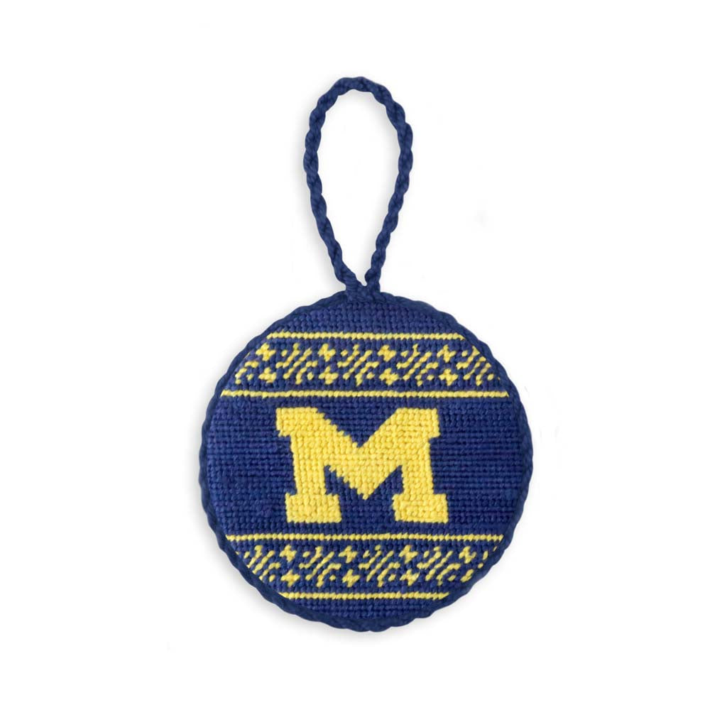 University of Michigan Fairisle Needlepoint Ornament by Smathers & Branson - Country Club Prep