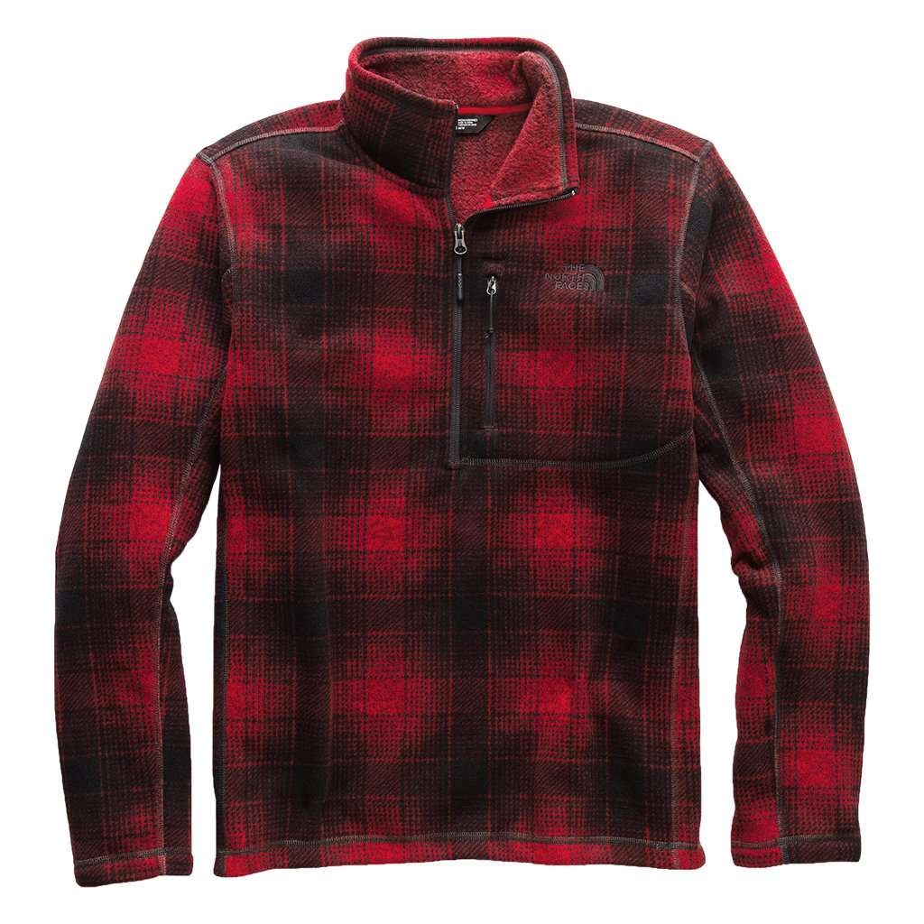 Men's Novelty Gordon Lyons 1/4 Zip in Rage Red Ombre Plaid Print by The North Face - Country Club Prep