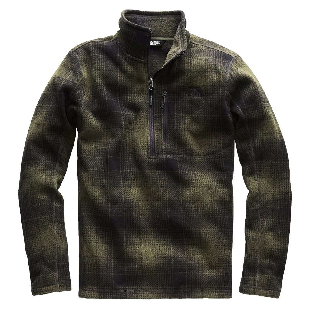 Men's Novelty Gordon Lyons 1/4 Zip in Four Leaf Clover Ombre Plaid Print by The North Face - Country Club Prep