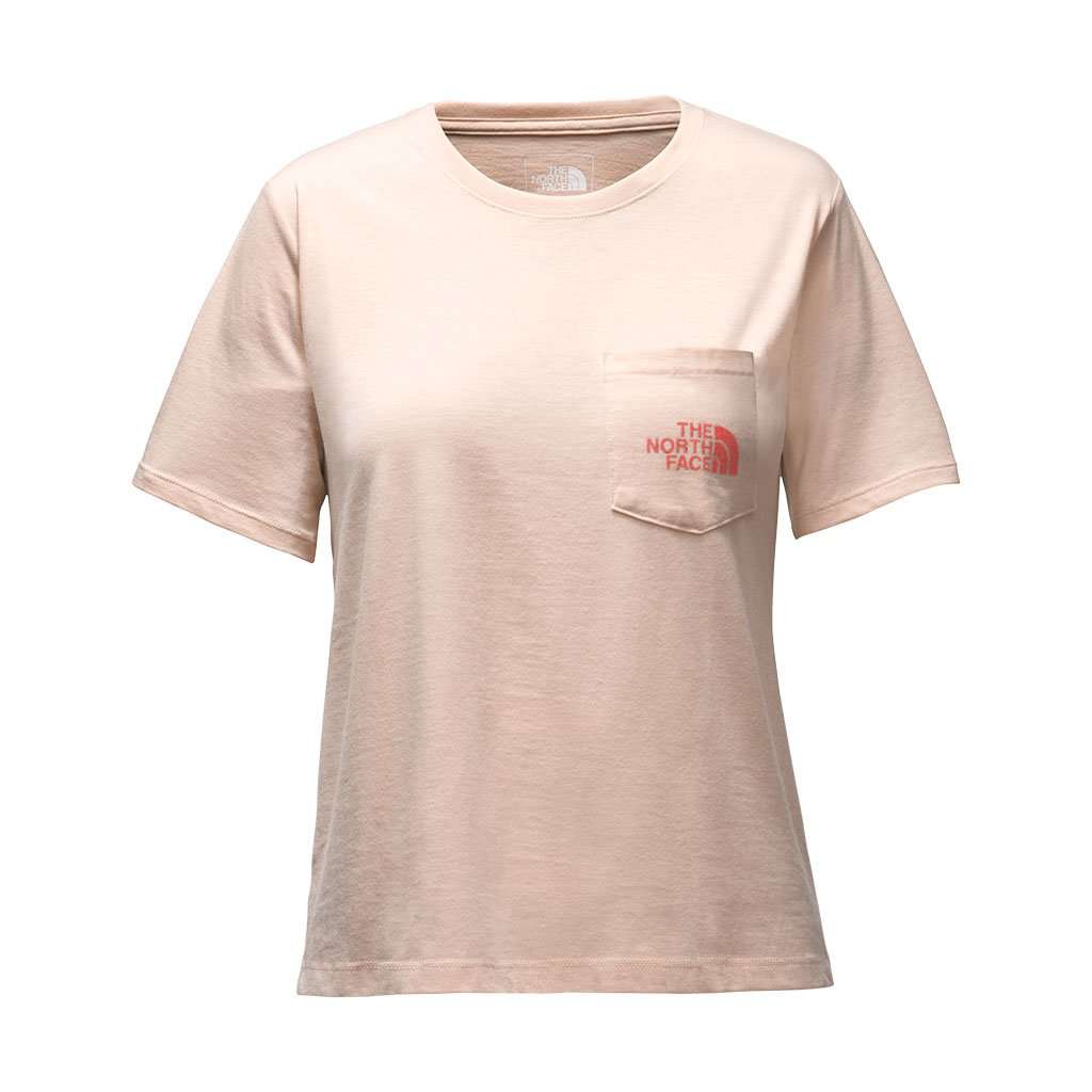 Women's Short Sleeve Bottle Source Red Box Tee in Evening Sand Pink by The North Face - Country Club Prep