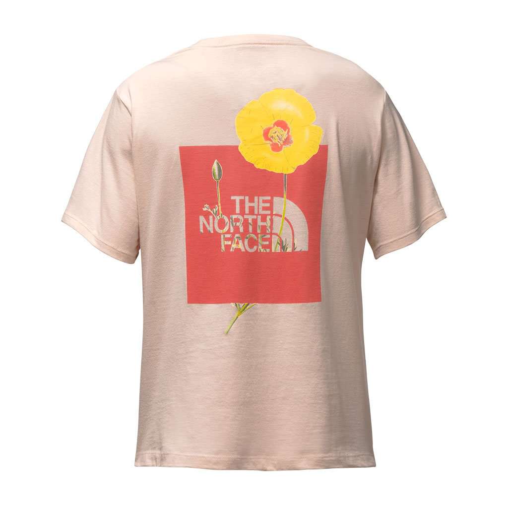 Women's Short Sleeve Bottle Source Red Box Tee in Evening Sand Pink by The North Face - Country Club Prep