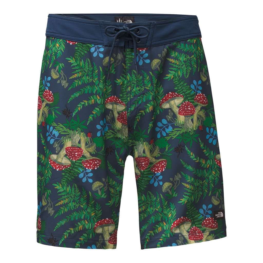 Men's Whitecap Board Shorts in Blue Wig Teal Forest Floor Print by The North Face - Country Club Prep