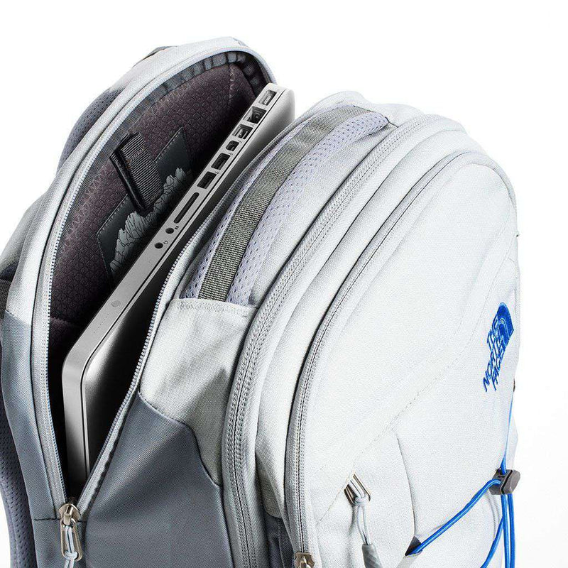 cream and silver blue north face backpack The North Face Borealis Backpack in High Rise Grey Light Heather – Country Club Prep