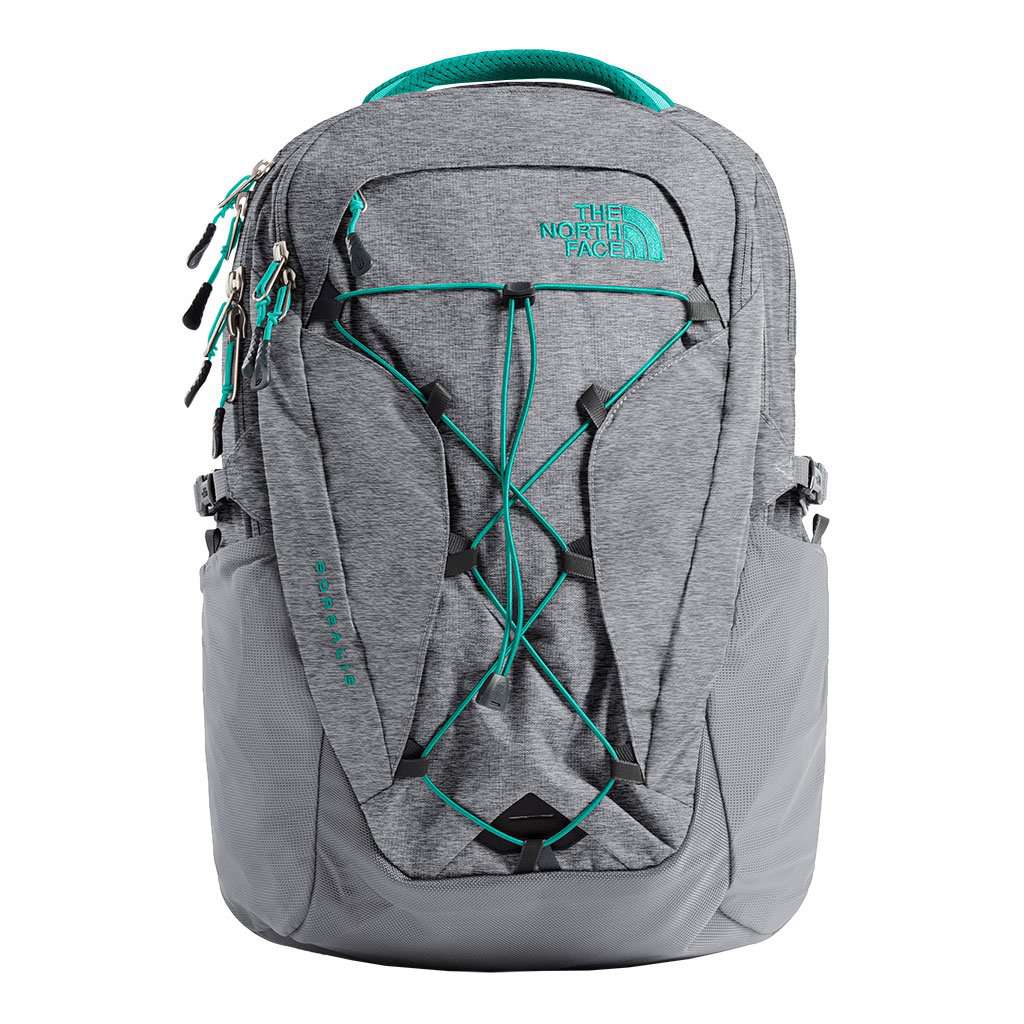 Women's Borealis Backpack in Zinc Grey Light Heather & Kokomo Green by The North Face - Country Club Prep