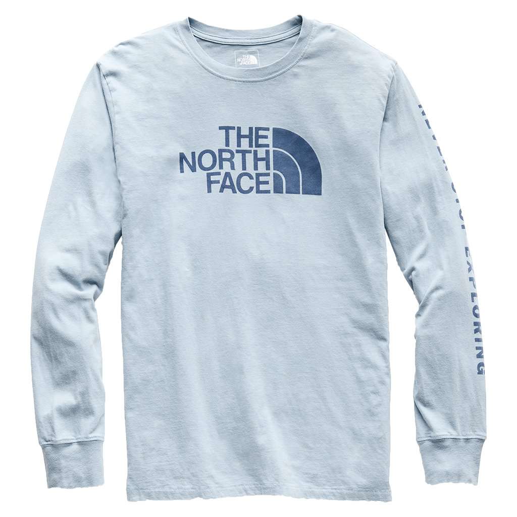 Men's Long Sleeve Well-Loved Half Dome Tee in Gull Blue by The North Face - Country Club Prep