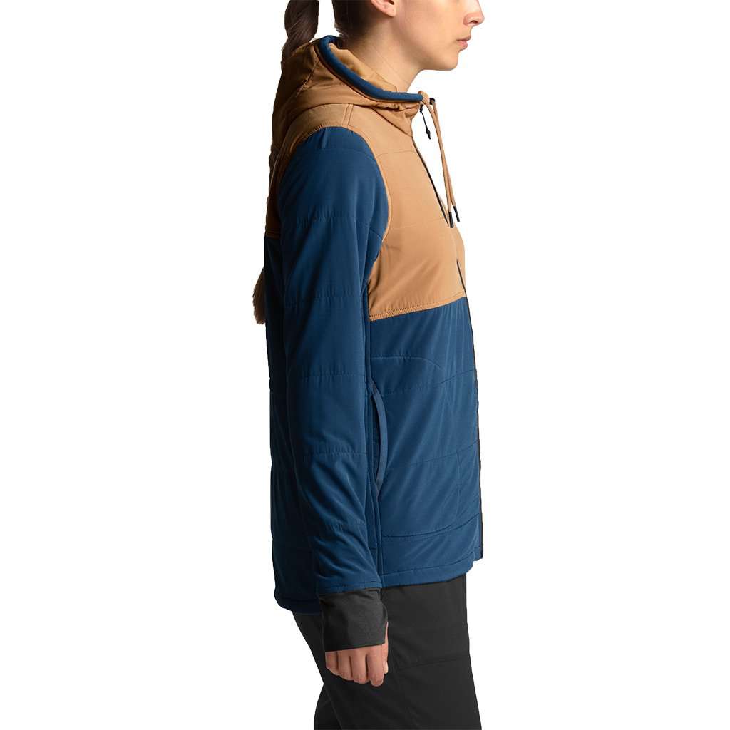 Women's Full Zip Mountain Sweatshirt in Blue Wing Teal & Cargo Khaki by The North Face - Country Club Prep