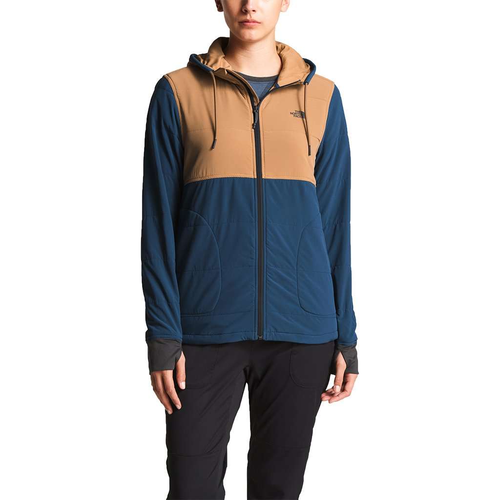Women's Full Zip Mountain Sweatshirt in Blue Wing Teal & Cargo Khaki by The North Face - Country Club Prep