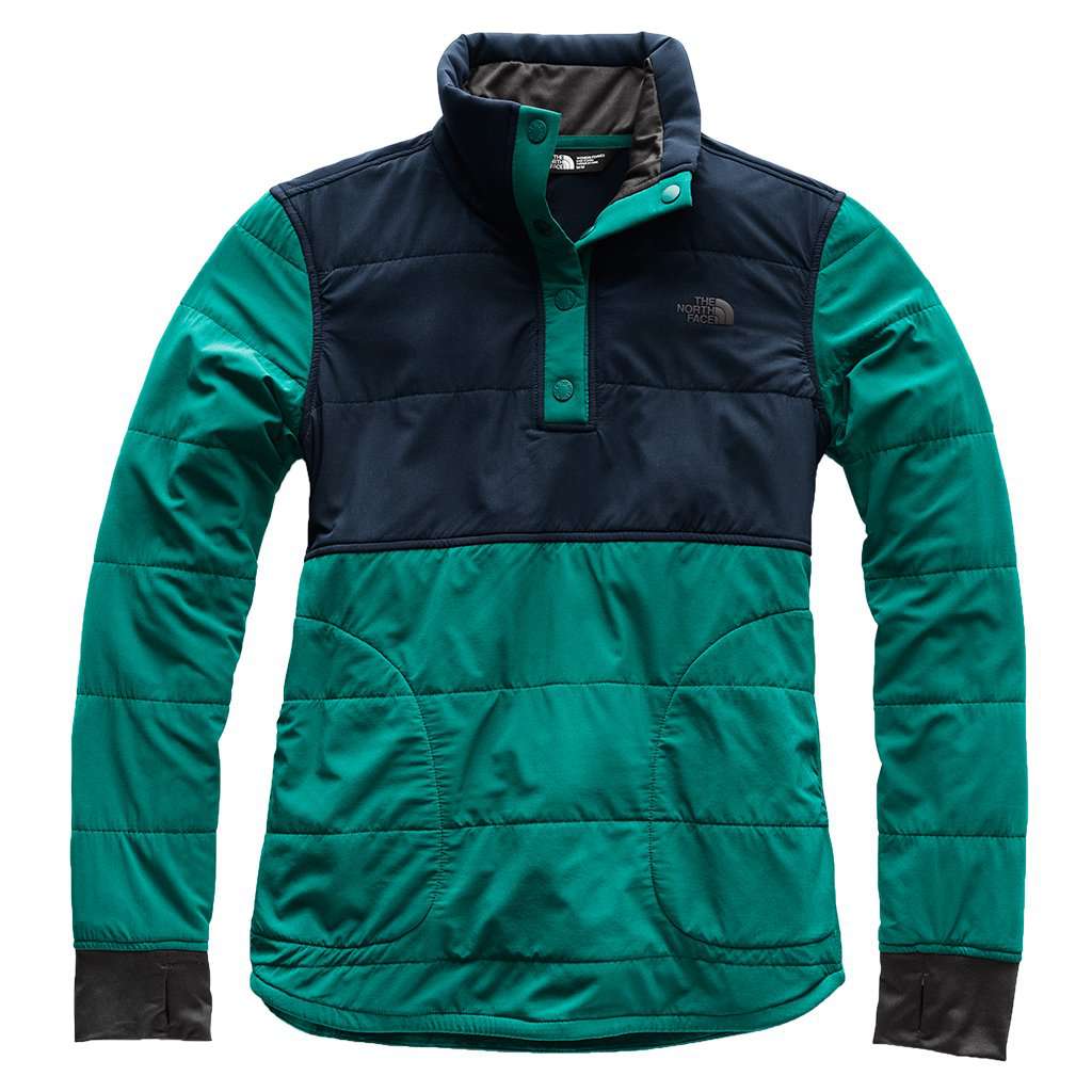 Women's 1/4 Snap Mountain Sweatshirt in Evergreen & Urban Navy by The North Face - Country Club Prep