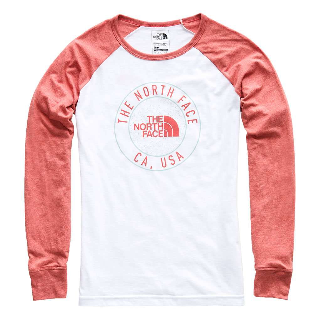 Women's Long Sleeve Malibae Tri-Blend Tee in TNF White Heather & Faded Rose Heather by The North Face - Country Club Prep